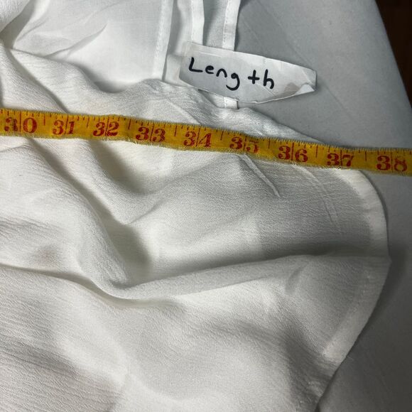 Wild Moss White Lacey Sheer Tunic Crochet Trim Ruffle Asymmetrical Hem Casual‎ M - Picture 8 of 10